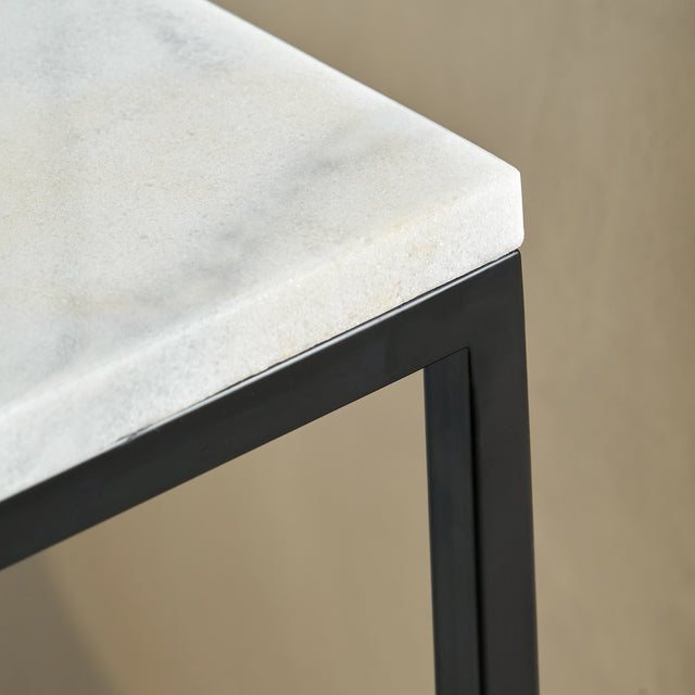 Lani White Marble Tall Side Table