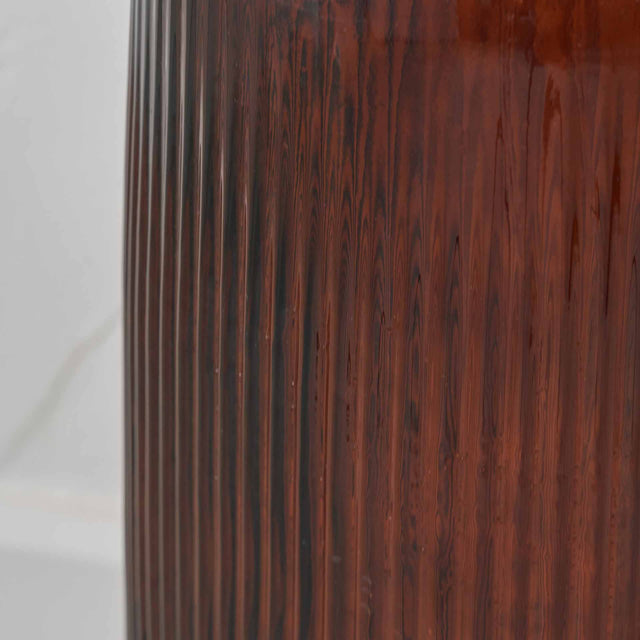 Oliva Pecan Brown Recycled Glass Ribbed Vase