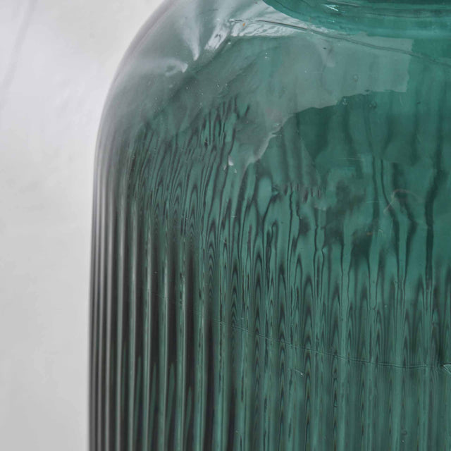 Oliva Sea Green Recycled Glass Ribbed Vase