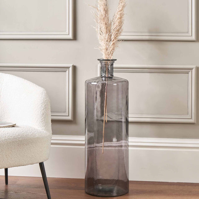 Benia Grey Recycled Glass Bottle Vase