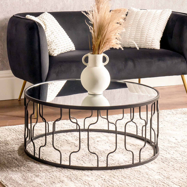 Avellino Mirrored Glass & Graphite Coffee Table