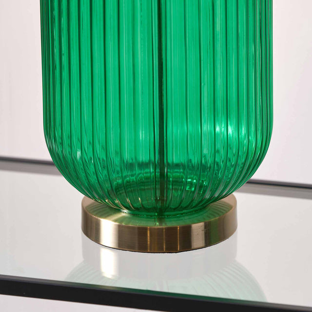 Designers Guild Varese Emerald Ribbed Glass Table Lamp