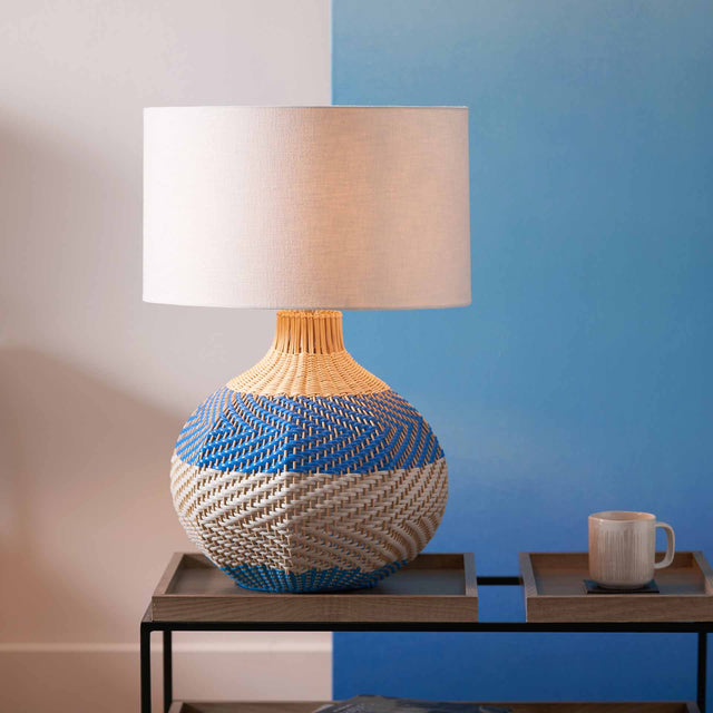 Designers Guild Brera Large Cobalt Rattan Table Lamp