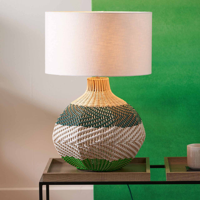 Designers Guild Brera Large Emerald Rattan Table Lamp