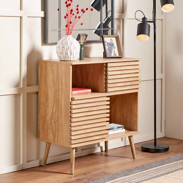 Bergen Natural Eucalyptus Wood Shelf Unit