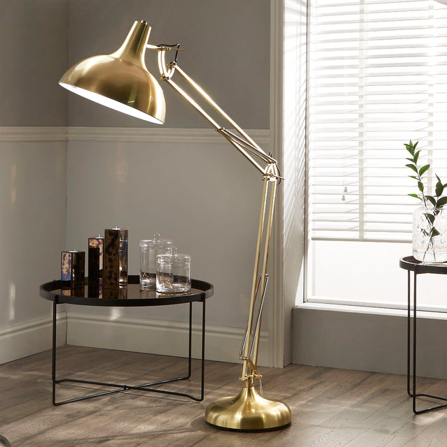 Modern Linear LED Floor Lamp Gold Metal Base Brass Standing Lamp