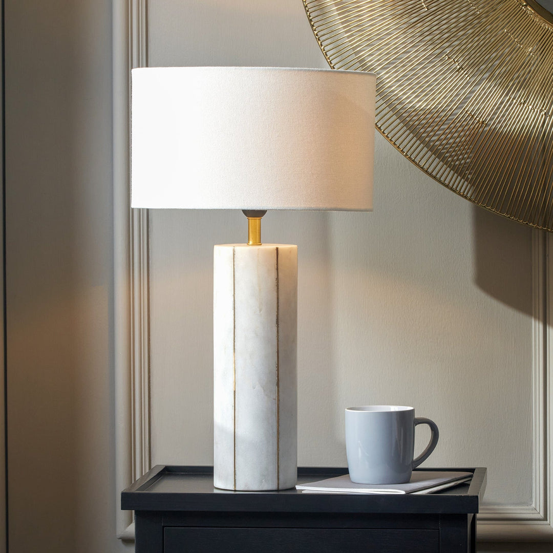 Capri White Marble and Gold Tall Table Lamp | Rūma