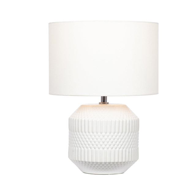 Ruma White Geo Textured Table Lamp | Lighting | Rūma