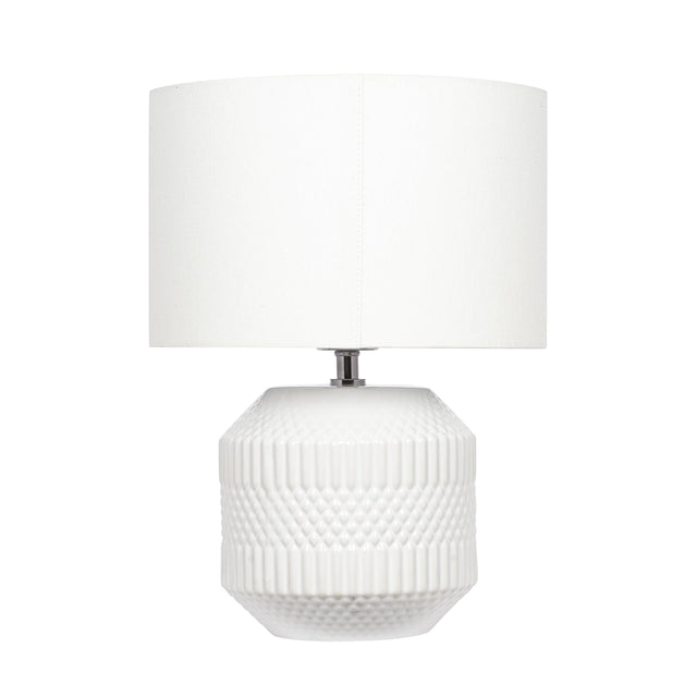 Ruma White Geo Textured Table Lamp | Lighting | Rūma