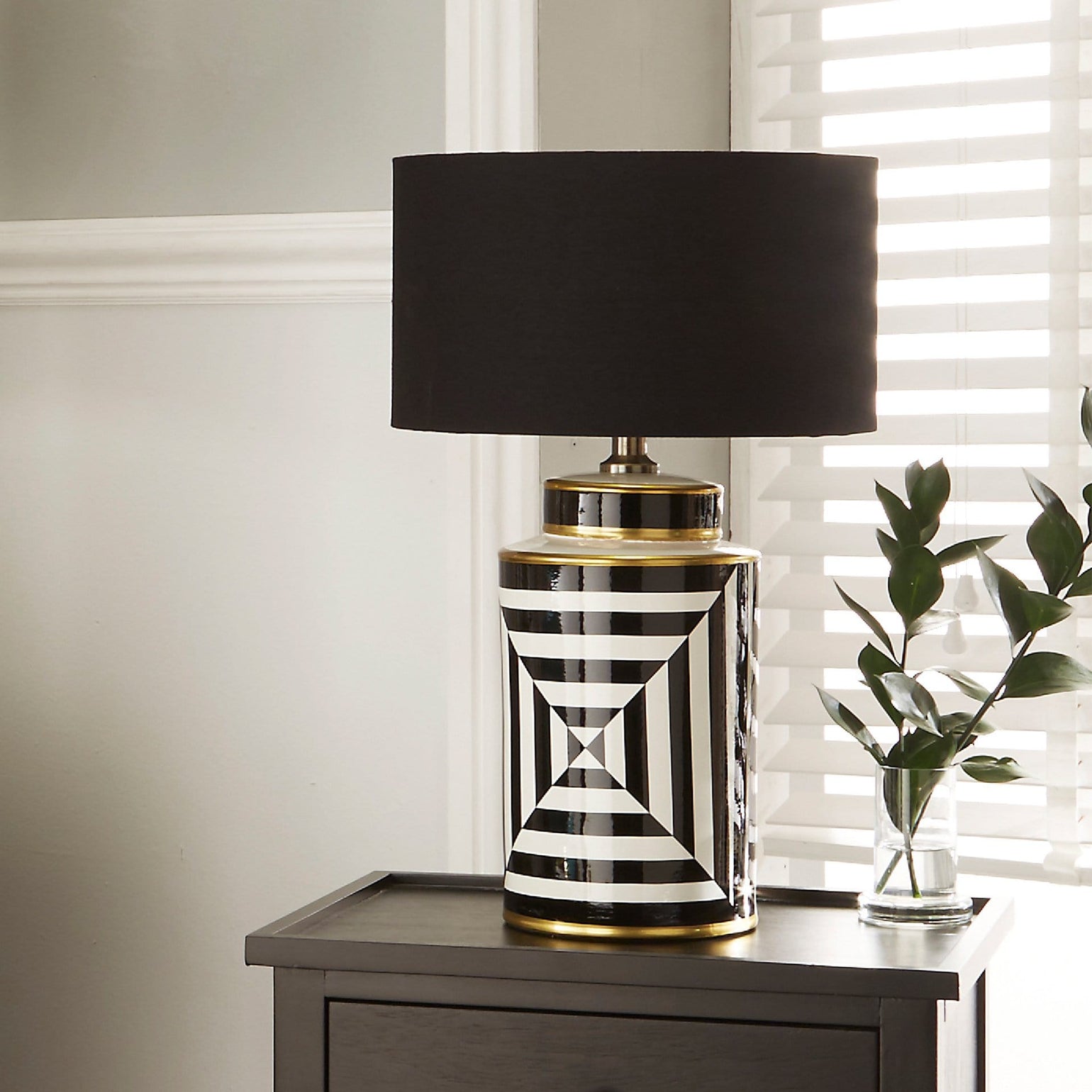 Black and White Stripe Table Lamp | Home Lighting | Rūma