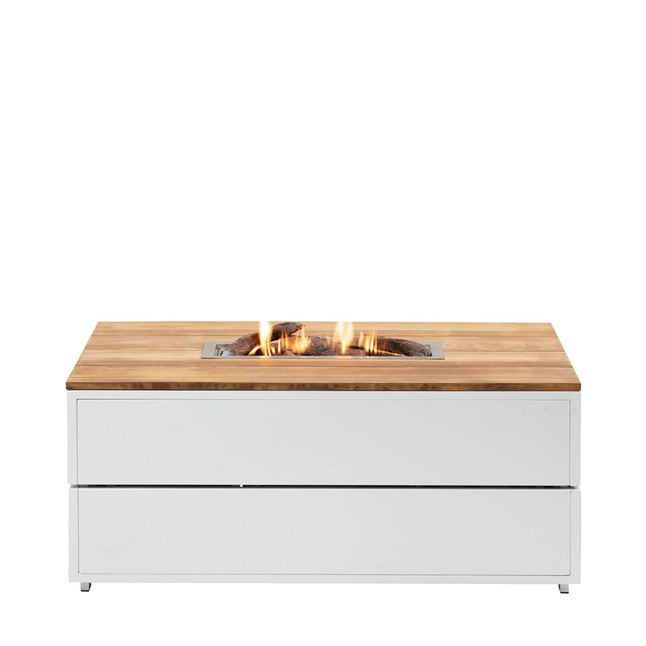 Cosipure 120 White & Teak Rectangular Fire Pit | Rūma